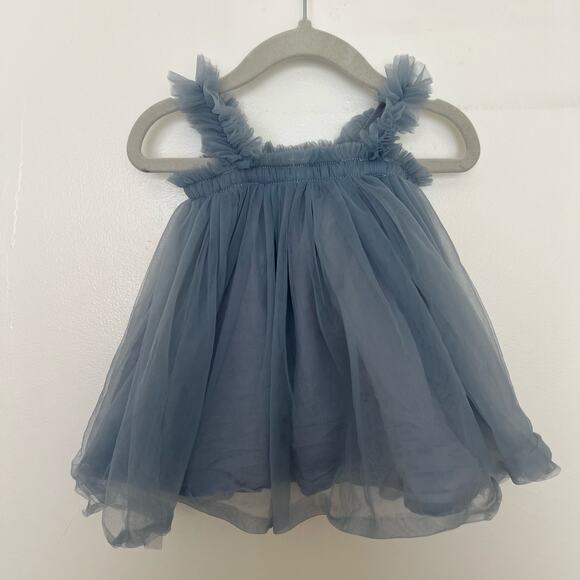 Blue Tulle Tutu Ruffle Baby Dress, Size 70 (6 Months) Wedding Birthday Occasion - Picture 2 of 10